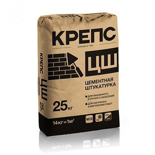Штукатурка цементная ЦШ 25кг Крепс/085752 са-н картинка №1