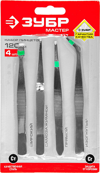 Пинцеты, нержавеющая сталь120мм/ЗУБР/22215-Н4 картинка №1